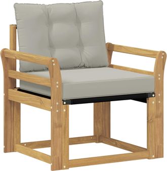 vidaXL Sof&aacute; De Exterior Madera Maciza De Acacia Y Textileno Blanco Vidaxl