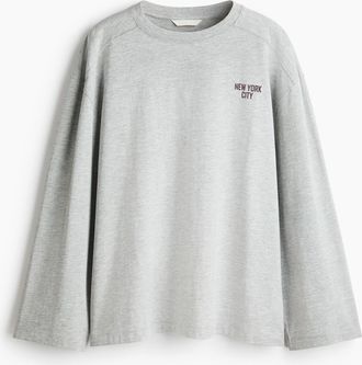 H&M Oversized Jerseyshirt - Hellgraumeliert/New York