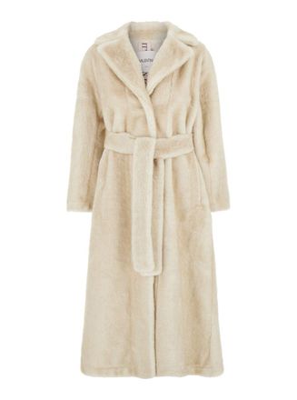 VALENTINI 1972 Beige Coat With Waist Belt In Faux Fur Woman