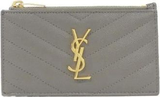 Saint Laurent Pre-owned Wallets, female, Gray, Size: ONE SIZE Pre-owned Leather Wallet