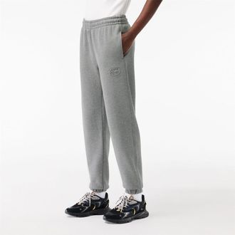 Lacoste Womens Leg Embroidered Sweatpants in Grey - Size 14 UK