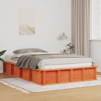 vidaXL Vidaxl - Struttura Del Letto Cera Marrone 140 X 190 Cm Legno Massello