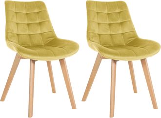 Clp Clp - Set De 2 Sillas De Comedor Brook En Terciopelo Amarillo