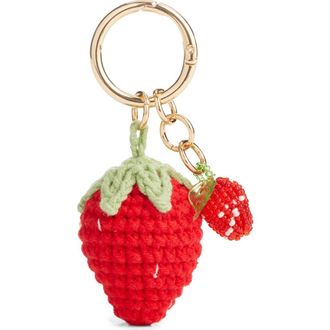 Chelsea28 Strawberry Crochet Bag Charm in Red Multi- Gold at Nordstrom Rack