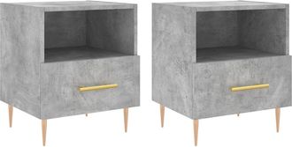 vidaXL Mesita Noche 2 Uds Madera Ingenier&iacute;a Gris Hormig&oacute;n 40x35x47,5cm Vidaxl
