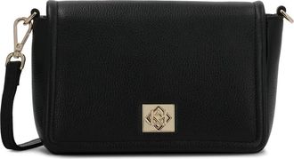 Kazar Kleine zwarte leren handtas met klep - Dames - Schoudertassen - Zwart - ONE Size - Leer - Tassen