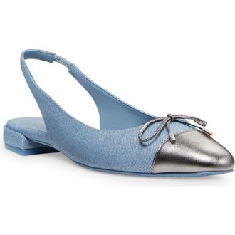 Stuart Weitzman Sleek Bow Slingback Flat in Silver/Gunmetal at Nordstrom Rack, Size 9.5