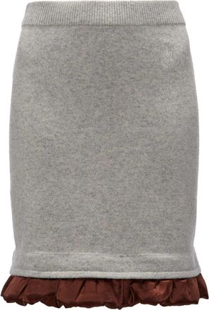 J.W.Anderson satin-trimmed mini skirt - women - Polyester/Merino - M - Grey
