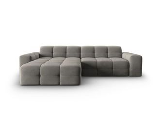 MICADONI Sof&aacute; esquinero izquierdo 4 plazas de terciopelo gris oscuro