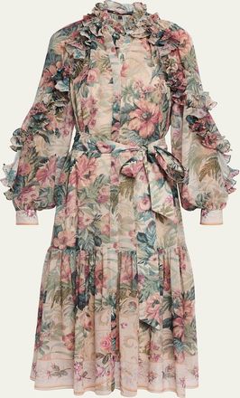 Kobi Halperin Amanda Floral-Print Ruffle Midi Dress