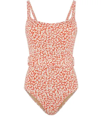 Evarae Womens Cassandra Onepiece Belted Swimsuit In Red Ditsy Print