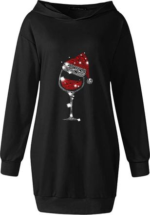 Generic Christmas Jumper Dresses for Women, Women Xmas Santa Gift Summer Dresses for UK Loose Swing Casual Dress Long Sleeve Maxi UK Ladies Christmas Costume 