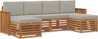 vidaXL Conjunto De Sof&aacute;s De Exterior 6 Uds. Gris Natural Y Claro Vidaxl