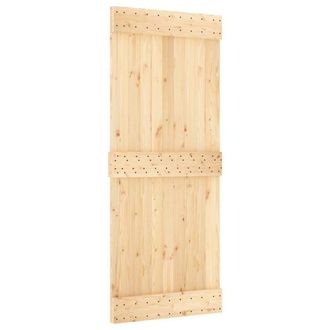 Berkfield Home Sliding Door with Hardware Set 85x210 cm Solid Wood Pine in Natural