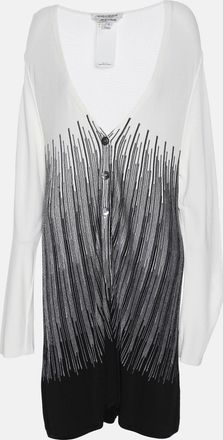 424 Marina Rinaldi Cream/black Stretch Knit Cardigan