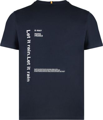 K-Way Mens Cotton Crew-Neck T-Shirt Blue T-Shirts And Polos