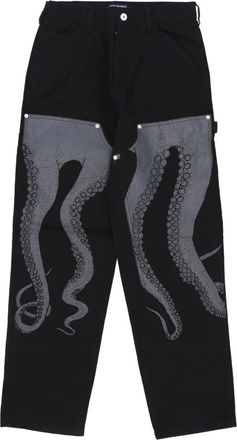 Octopus Zwarte Katoenen Canvas Hamerbroek - Heren - Wijde Broeken - Zwart - W30 - Katoen - Broeken
