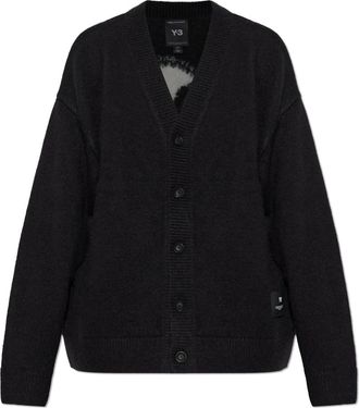 Yohji Yamamoto Cardigan met logopatch - Dames - Vesten - Zwart - XS - Wol - Truien & Vesten