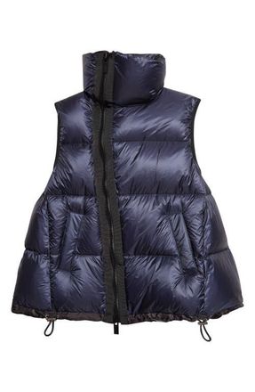 sacai Asymmetric Down Puffer Vest in Dark Navy at Nordstrom, Size 3