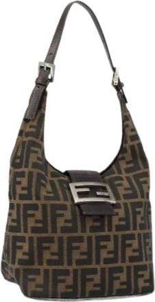 Fendi Pre-owned Shoulder Bags, female, Brown, Size: ONE SIZE Pre-owned Canvas Shoulder Bag