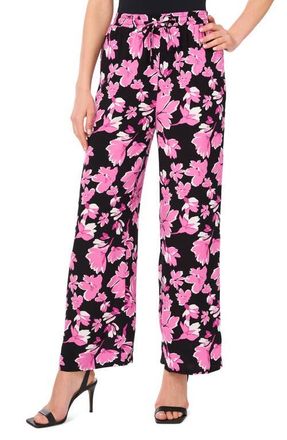 Vince Camuto Floral Print Wide Leg Drawstring Pants in Violet Blush at Nordstrom, Size Large