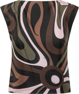 Pucci Zijden Twill Top - Dames - Tops zonder mouwen - Veelkleurig - M - Tops