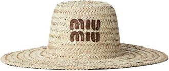 Miu Miu Cappello estivo con applicazione - Toni neutri