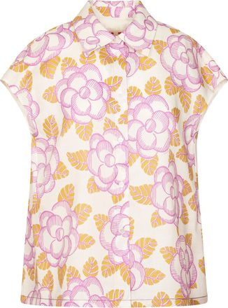 Marni Boxy Floral Pattern Shirt with Gathered Detail