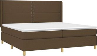 vidaXL Vidaxl - Cama Box Spring Colch&oacute;n Luces Led Tela Marr&oacute;n Oscuro 200x200 Cm