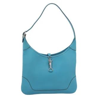 Herm&egrave;s Trim Clemence Blue Leather Handbag (Pre-Owned)