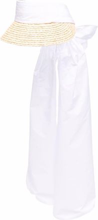 Red Valentino bow-detail straw visor - women - Straw/Polyester - One Size - Neutrals