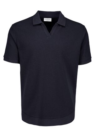 Lindbergh Kurzarmshirt LINDBERGH, Herren, Gr. XXL, navy, Piqu&eacute;, Obermaterial: 100% Baumwolle, unifarben, regular fit h&uuml;ftbedeckend, V-Ausschnitt, elastischer Bu