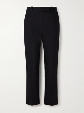 Brunello Cucinelli Pantaloni A Gamba Affusolata In Twill Di Cotone Stretch Con Pinces - Nero