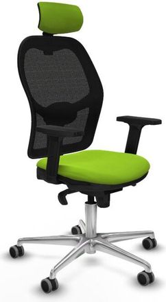 Piqueras y Crespo Piqueras Y Crespo - Jorquera Sincro Malla Negra Similpiel Pistacho Brazos 2d Base Aluminio Cabecero 2d Ruedas 65mm Engomada