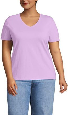 Lands End Supima Cotton V-neck T-Shirt in Lilac Breeze at Nordstrom, Size 1X