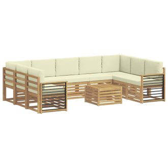 vidaXL Conjunto De Sof&aacute;s De Exterior 10 Uds. Blanco Y Crema Poli&eacute;ster Vidaxl