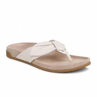 Vionic Womens Eva Thong Sandals In Sea Salt Leather