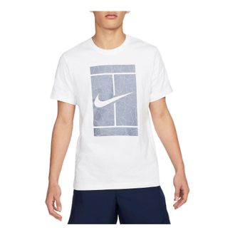 Nike Mens Nike Large Logo Pattern Printing Round Neck Casual Short Sleeve White T-Shirt DD8406-101