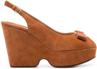 Ferragamo Vara Suede Wedge Sandals - Womens - Suede