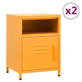 Berkfield Home Nightstands 2 pcs Mustard Yellow 35x35x51 cm Steel | Size: 35 x 35 x 51 cm