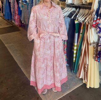 La Plage Town Midi Long Sleeves Dress In Geranium