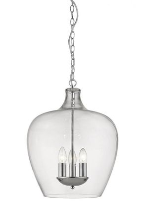 Netlighting Nell 3 Light Chrome Dome Pendant Ceiling Light in Grey