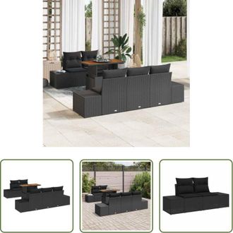 vidaXL vidaXL Sedute esterne - Set da Pranzo per Giardino con cuscino 6 pcs Nero e Marrone