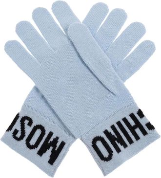 Moschino Guanti con logo - Blu