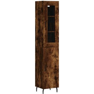 vidaXL Aparador de madera contrachapada roble ahumado 34,5x34x180 cm Vidaxl