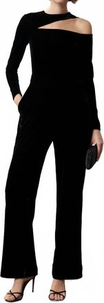 Reiss Adele Velvet Jumpsuit In Black