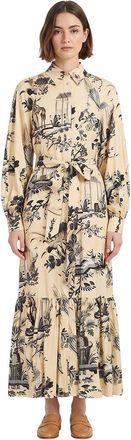 Etro Beige Printed Shirt Collar Midi Dress