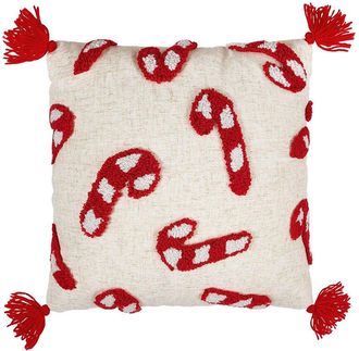 Peking Handicraft Candy Canes With Tassels Tufted Pillow