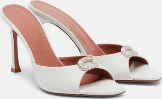 Amina Muaddi Mini Camelia embellished leather mules