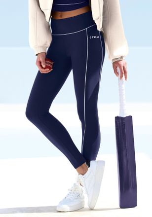 Copenhagen Funktionsleggings COPENHAGEN STUDIOS, Damen, Gr. XL (48/50), N-Gr, marine, Trikot, Obermaterial: 78% Polyester, 22% Elasthan, unifarben mit Farbeinsat